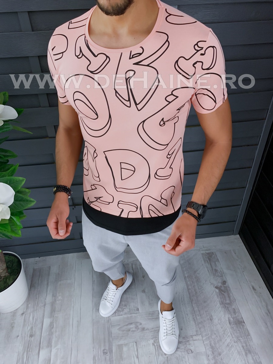 Tricou barbati roz slim fit ZR B1010 M5-2